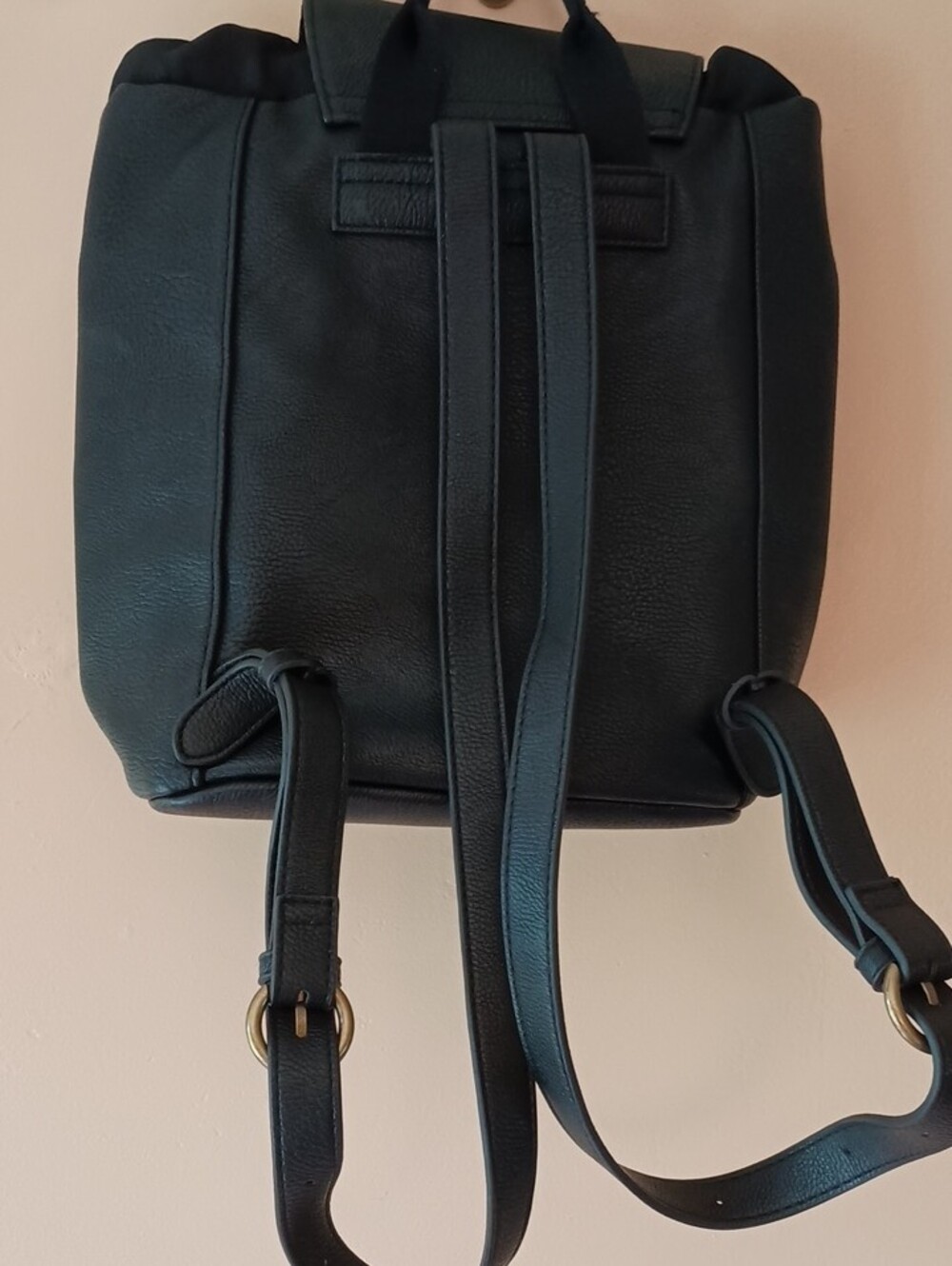 Universal Thread Black Faux Leather Flap Backpack with Zip Pocket - Picture 8 of 8